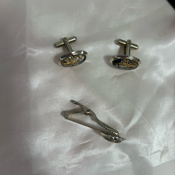 Parkway Damascene cuff links and tie clip- vintage - Picture 6 of 10
